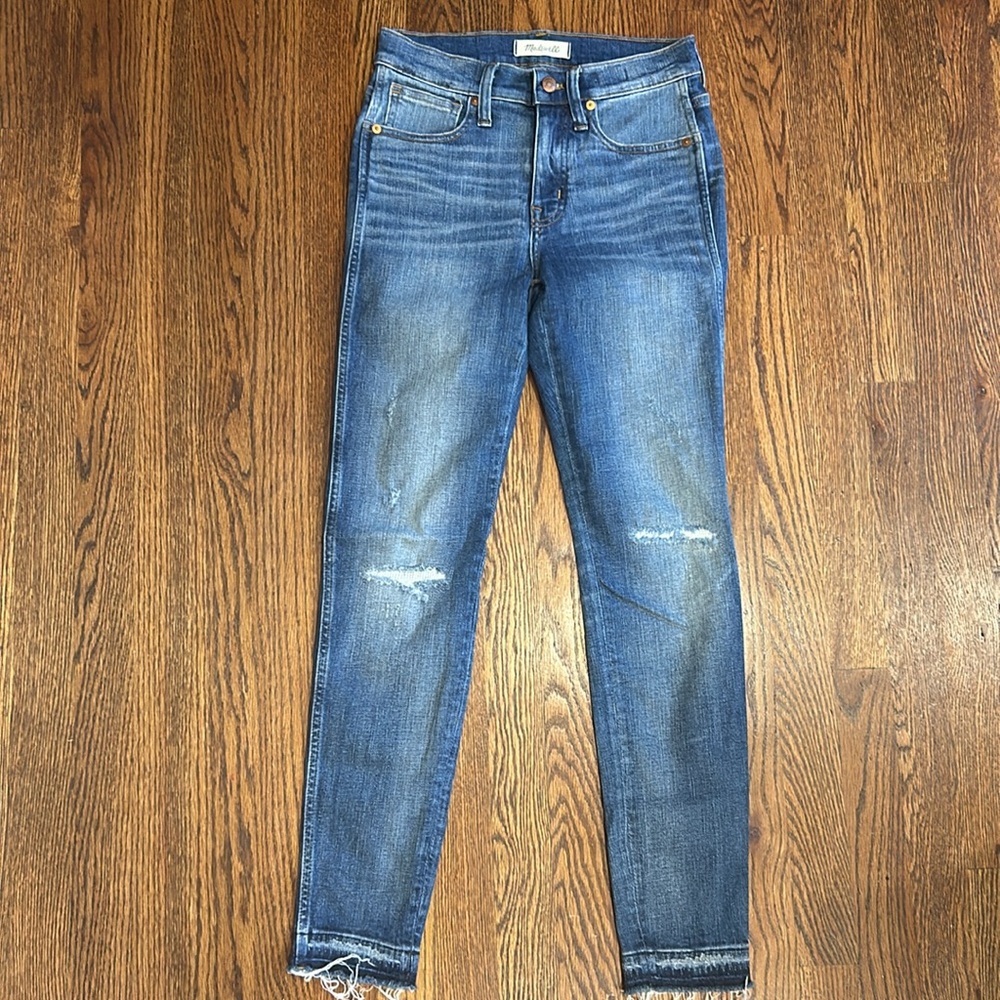 MADEWELL 9" Mid-Rise Skinny Jeans - Rip and Repair Edition Sz 25 NWOT $135